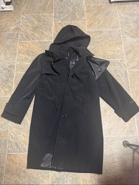 Calvin Klein Black Hooded Trench Coat